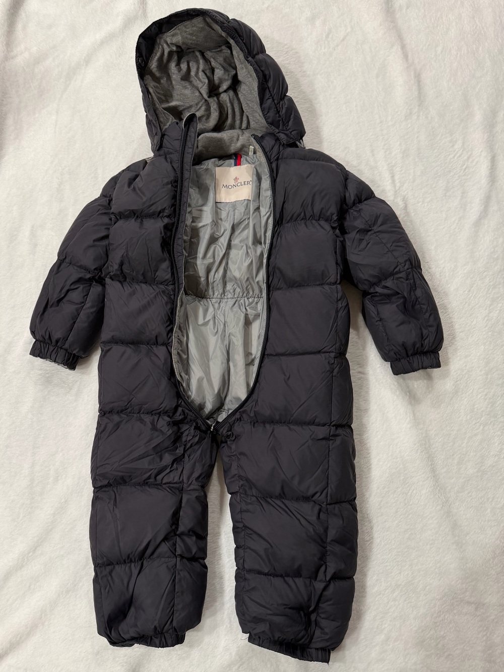Moncler Kids Black Hooded Puffer One-Piece